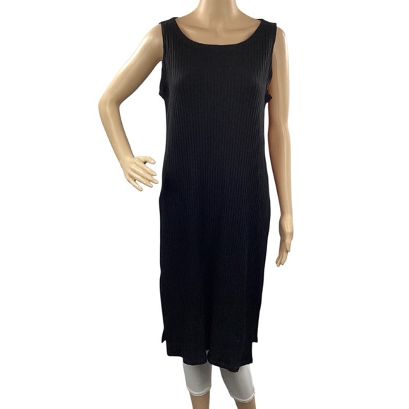 Eileen Fisher Tops - Eileen Fisher Black Ribbed Knit Tunic Tank Top XS Sleeveless